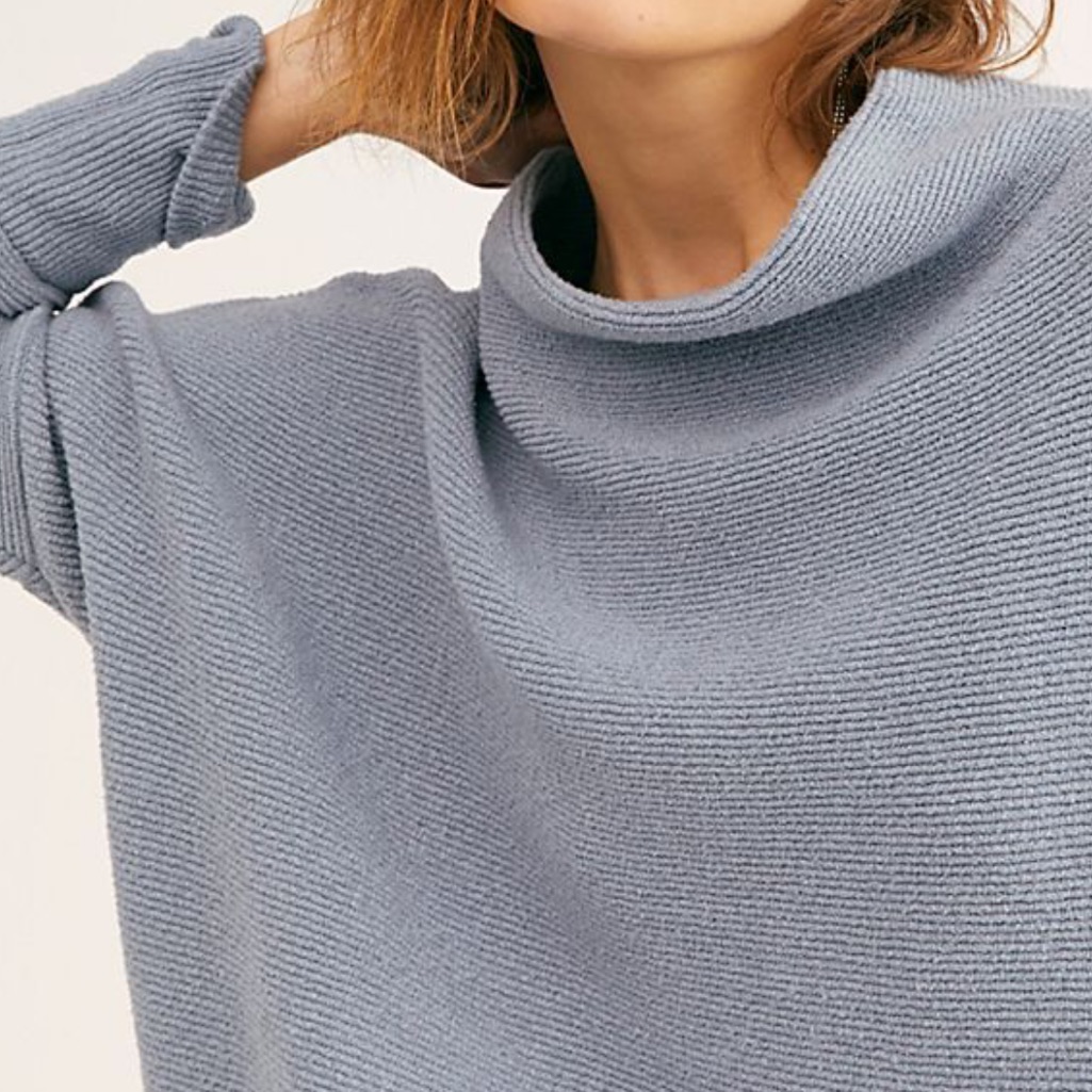 Free People Ottoman Slouchy Ribbed Mock Neck Sweater Tunic